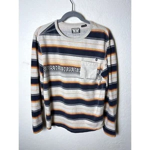 Men's Medium Volcom Marino Knit Striped Crew Shirt with Front Pocket - Picture 1 of 3