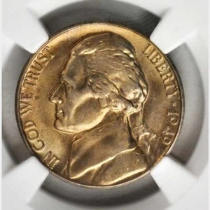 1949-D/S NGC MS66 Jefferson Nickel ✅ Underrated Key 5c OMM Variety - Picture 1 of 5