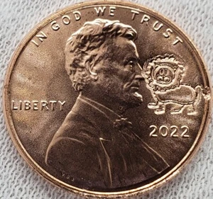 2022 Lincoln 1C Penny Lion Zoo Animal Pet Tiger Counterstamp Gift Charm Coin! - Picture 1 of 2