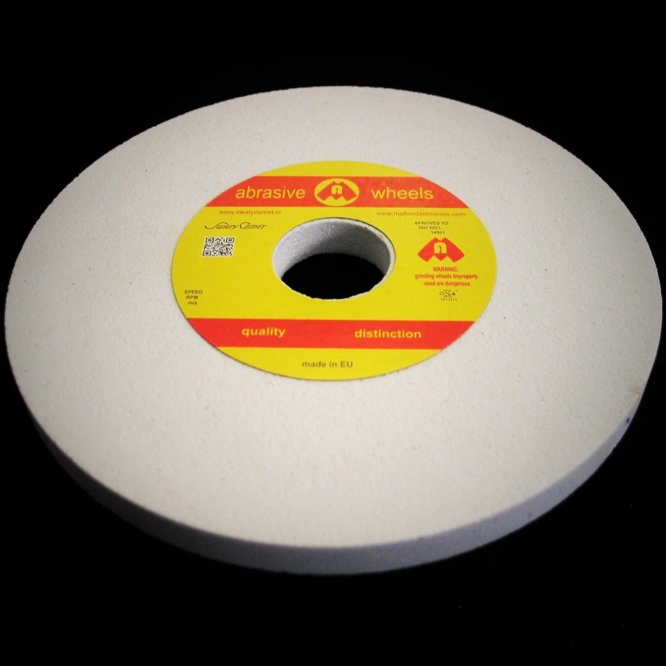 MIDLAND ABRASIVES 150mm x 25mm 6" x 1" MEDIUM White Bench Grinder Offhand Grinding Wheel Workshop