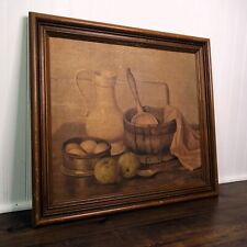 Vintage Wood Framed Signed Kitchen Fruits Still Life Monochrome Art Print 19x21