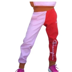🚨 Champion ML0777551114 Women Reverse Weave Joggers Fleece Pink Red Rare Size L - Picture 1 of 8