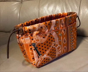 Hermes Silk Veau Valeria Drawstring Pouch Foulby 20 Orange Women's Used - Picture 1 of 9