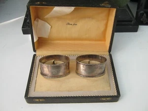 Antique Solid Silver Pair of German Napkin Rings In Fitted Case - Picture 1 of 4