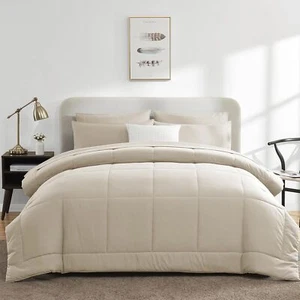 Oatmeal King Size 7 Piece Pocket Bed Oatmeal King Size Bedding Set - Picture 1 of 6