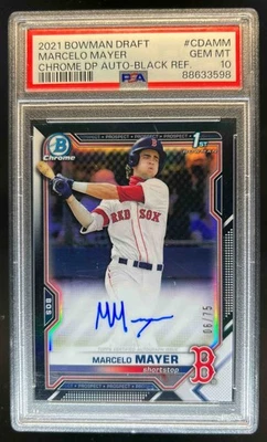 Bowman Draft Marcelo Mayer 2021 cromo automático primer refractor negro RC #6/75 PSA 10 Foto 1 de 2