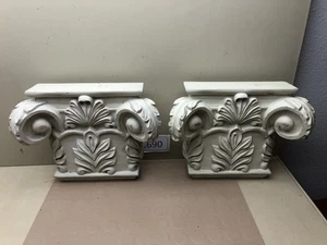 Vintage Corinthian Theme Anthemion Corbels Wall Sconce Art Pair - Picture 1 of 15