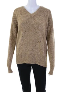 Saks Fifth Avenue Womens Crew Neck Long Sleeve Pullover Sweater Top Brown Size S - Picture 1 of 15