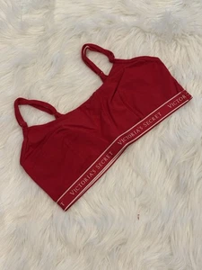 NWT Victoria's Secret Logo Cotton Scoop Bralette L Large Lipstick Red - Picture 1 of 5