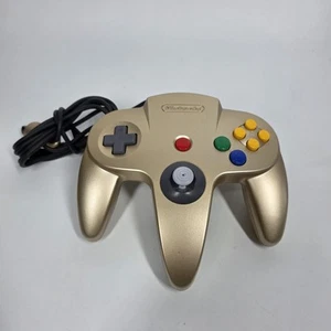 Nintendo 64 N64 Gold Controller Autentico OEM NUS-005 TESTATO FUNZIONANTE - Foto 1 di 10