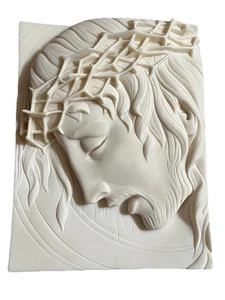 Jesus Christ Relief Sculpture Wall Plaque Crown Of Thorns Valentino Italy 9”x7” - Picture 1 of 8