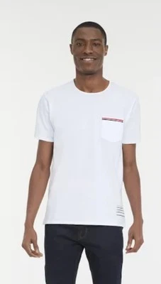 Camiseta THOM BROWNE New York RWB Bolsillo en Peso Medio Jersey Blanco Talla 3 Foto 1 de 4