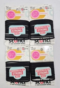 Black Gel Elastics, No-Slip Grip, Strong Hold-Ponytailers,14 Pcs per Pack 4 Pack - Picture 1 of 2