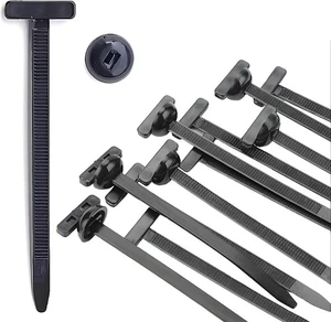 50 piezas de clips de cremallera de plástico con hebilla de cable universal de nailon para automóviles cremallera negra T - Imagen 1 de 3