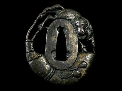 TSUBA Horse and Gourd Openwork Small Japanese Sword Guard Edo Antique *No Box - Image 1 of 4