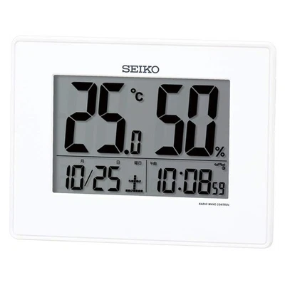 Reloj Seiko SQ798W, un despertador digital blanco, radiocontrolado con calendario Foto 1 de 3