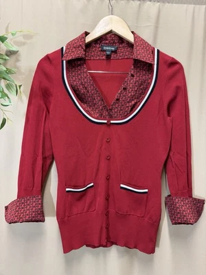 New Y2K Bebe Red Silk Shirt knit sweater Womens sz L Bebe logo - Image 1 of 4