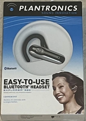 Vintage 2005 PLANTRONICS Explorer 320 Ear Hook Bluetooth Headset, Silver/Black - Image 1 of 2