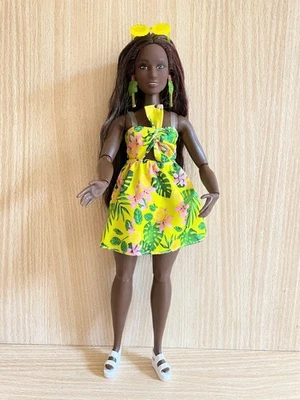 Barbie African American Curvy Doll In a Colourful Tropical Dress & Accessories - Image 1 of 3