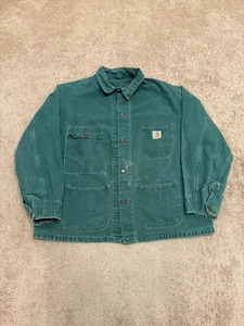 Vintage 90s Carhartt Unlined Chore Jacket CACTUS GREEN Size XL CU1055 RARE GRAIL - Picture 1 of 13