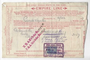 US 1899 PENNSYLVANIA RAILROAD EMPIRE LINE DISPATCH DOCUMENT FRANKED SHIP - Picture 1 of 2