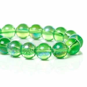 Green Aurora Borealis 8mm Wholesale Round Glass Beads G6706 - 50, 100 Or 200PCs - Picture 1 of 3