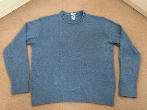 Blue linen blend long sleeve men’s top size L - Picture 1 of 4