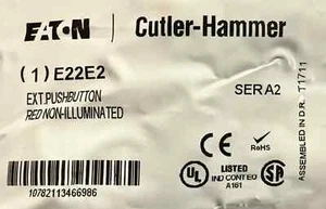 EATON CUTLER HAMMER E22E2 SERIES A2 RED NON-ILLUMINATED PUSHBUTTON - Picture 1 of 2