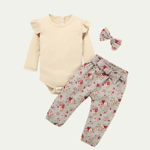 Baby Girl 3pcs Floral Ruffle Pant Set - Picture 1 of 3