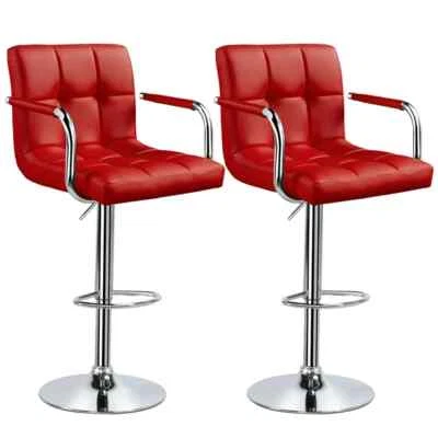 Set of 2 Heavy duty counter height Adjustable Leather Bar Stool Swivel arms - Image 1 of 4