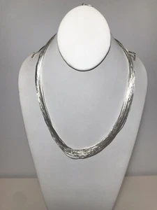 Vintage Liquid Sterling Silver Native American Necklace 29” 30 Strand - Picture 1 of 9