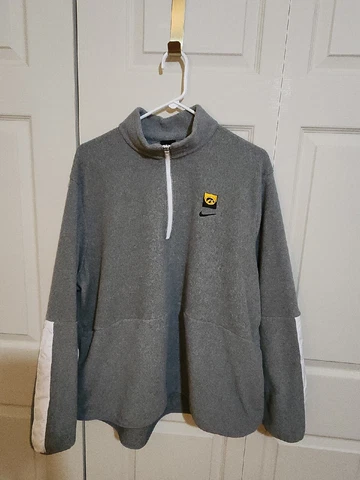 Nike University of Iowa Gray Half Zip Fleece Size XXL With Pockets Cover
