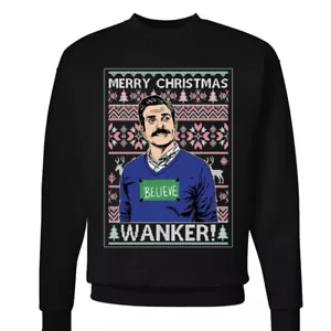 Maglione Buon Natale Wanker Ugly Christmas Divertente Divano Lazo CREDERE Felpa - Foto 1 di 7