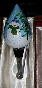 Beautiful Li Bien Glass Wine/Bottle Stopper By Pier 1 With Gift Box - Smowman - Picture 1 of 3