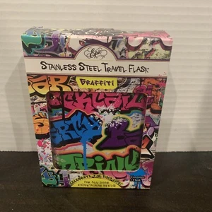 7 oz  Stainless Steel Travel -Graffiti- Flask Beverage Container - Picture 1 of 4