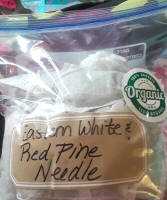 Lote: 20 bolsas de té orgánicas con aguja de pino blanco oriental y bolsas de té de pino rojo árbol fresco Foto 1 de 4