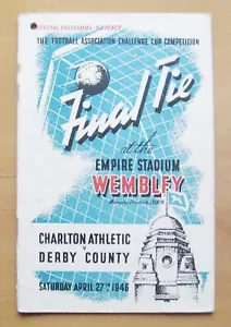 1946 FA Cup Final CHARLTON ATHLETIC v DERBY COUNTY Good Cond Football Programme - Picture 1 of 5