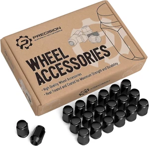20 Stück schwarze Ausbuchtung M12x1,5 Lug Nuts - konischer Kegel Kegel Eichelsitz - Bild 1 von 11