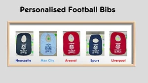 Football/Soccer Teams Personalised Novelty Bibs/ Dribble Bib Gift FREE P&P - Picture 1 of 24