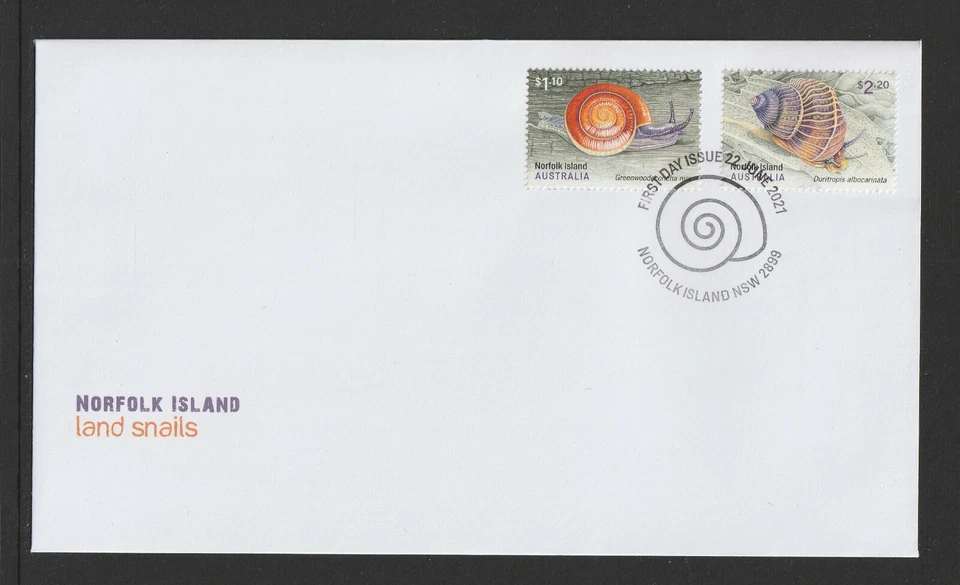 Norfolk Island 2021: Snails - First Day Cover - Extremely Fine Used. - Image 1 of 1