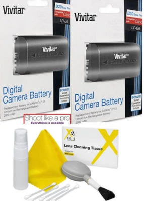 2x Vivitar LP-E6 Battery + CLEAN KIT for Canon 5D Mark IV, 6D, 60D, 7D, 70D, 80D - Image 1 of 4