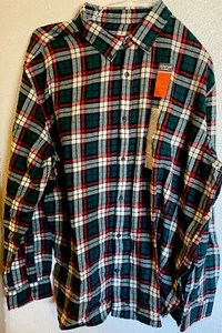 Camicia uomo in flanella a quadri tartan taglia grande cotone verde rosso - Foto 1 di 3