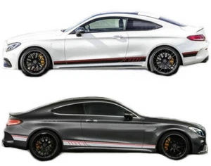 2 PCS Graphics Side Skirt Car Sticker For Mercedes-benz C63 Coupe Bumper Decal - Picture 1 of 4