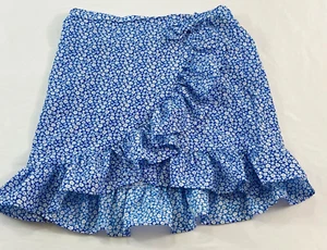 girl's Sole Hue hobo skirt size 13-14Y blue floral elastic waist pull-on polyest - Picture 1 of 6