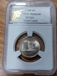 Malaysia 1st Series (1978) 20 SEN Cents Parliment Semi Keydate (TQG-MS61) - Picture 1 of 3