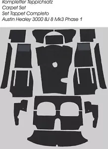 Kit de alfombras de terciopelo negro para Austin Healey 3000 MK3 BJ8 fase 1 LHD - Imagen 1 de 2
