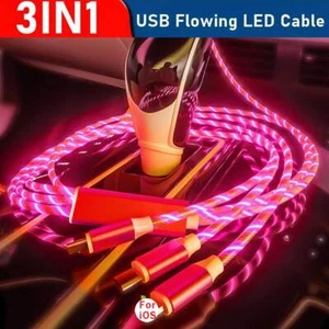 Fast Charging Cable LED Universal Multi Function Cell Phone Charger Cord 3-in-1 - Picture 1 of 17