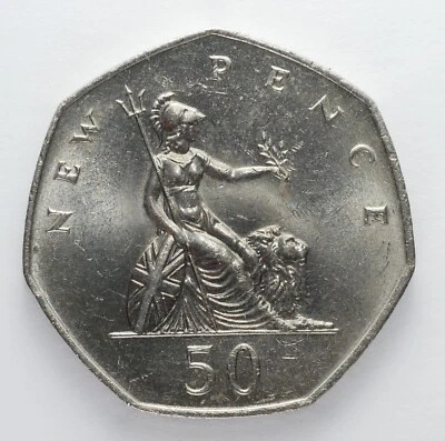 1979 Great Britain Large  50 New Pence Coin - Actual Photo - Image 1 of 2