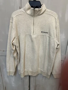 Chaqueta Pop Over Columbia Para Hombres 1/4 Cremallera Manga Larga Beige Vellón Talla Mediana - Imagen 1 de 13