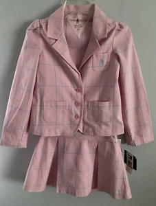 Tommy Hilfiger Blazer & Skirt Set Pink Blue Plaid 100% Cotton Girl's Size 6X NWT - Picture 1 of 6